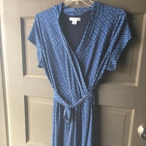 Blue wrap around look dress